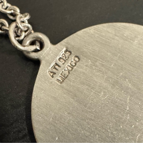 925 Sterling Mexico Silver Love Pendant on Vintage Silver Tone Necklace - Picture 11 of 11